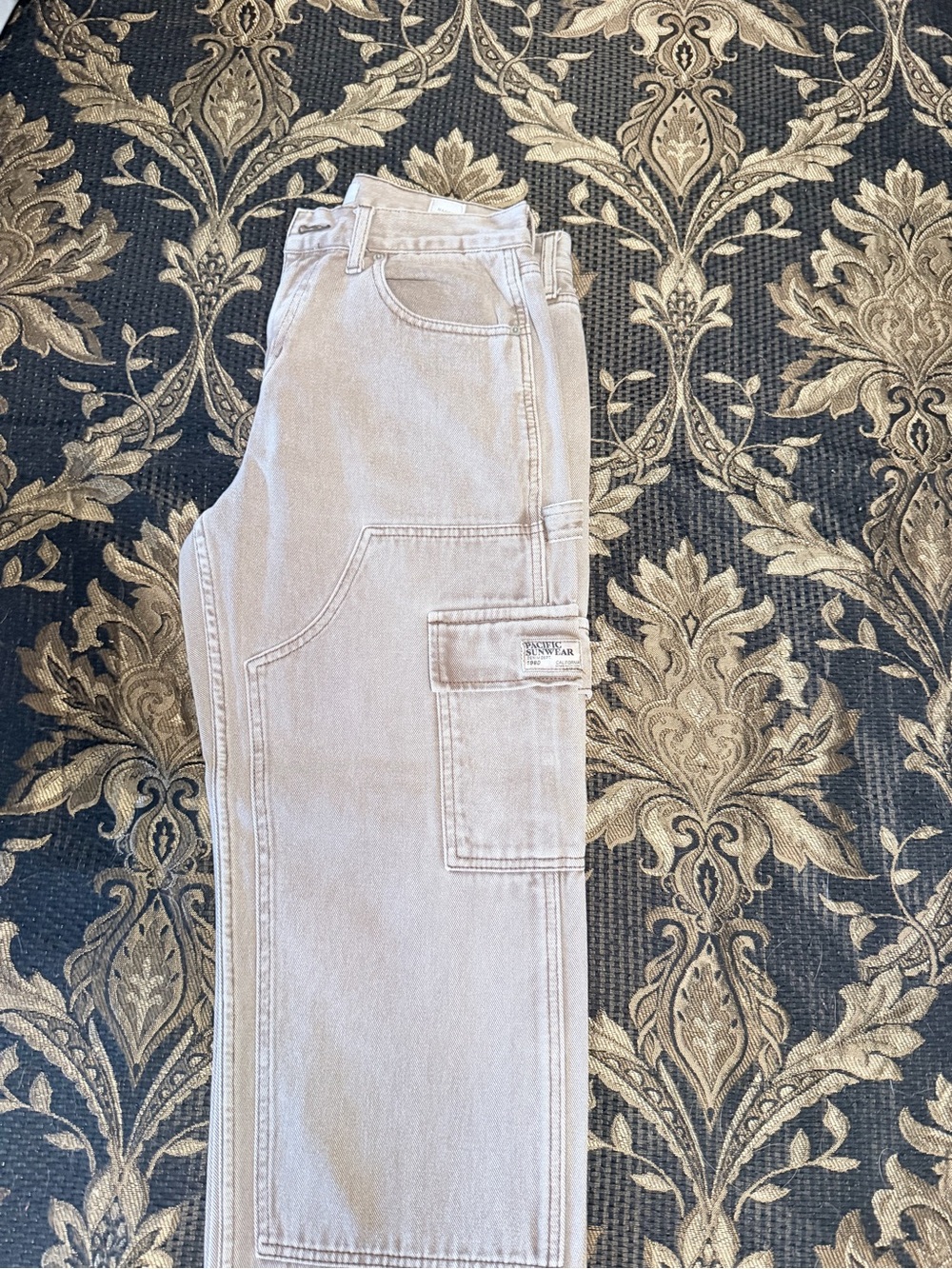 PacSun Men's Light Beige Straight Cargo Jeans